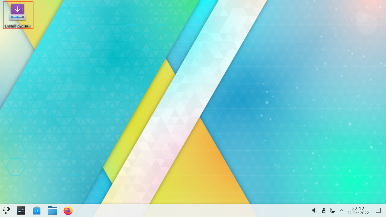 KDE neon インストールメディア 起動直後の画面