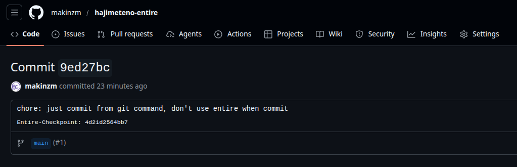 Commit with Entire checkpoint