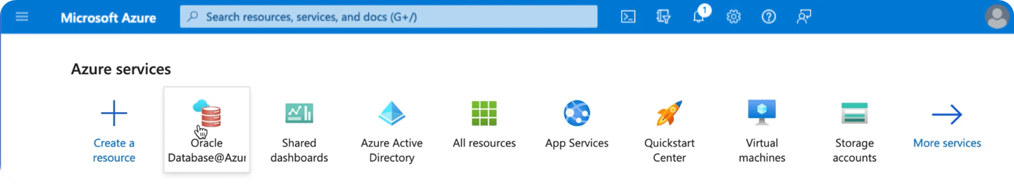 Oracle AI Database@AzureのAzureポータル上での利用イメージ