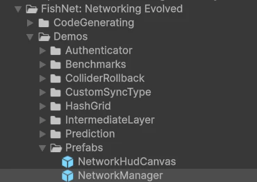 FishNetのNetworkManager Prefabの場所