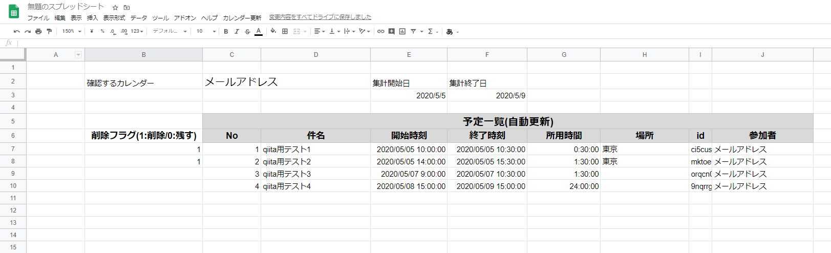 Gas スプレッドシートからgoogle Calendarの予定を一括で登録 確認 削除する Qiita Gas スプレッドシートからgoogle Calendarの予定を一括で登録 確認 削除する Qiita