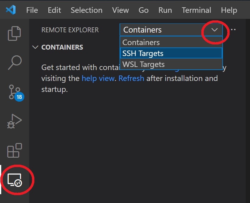 REMOTE EXPLORER の SSH Targets