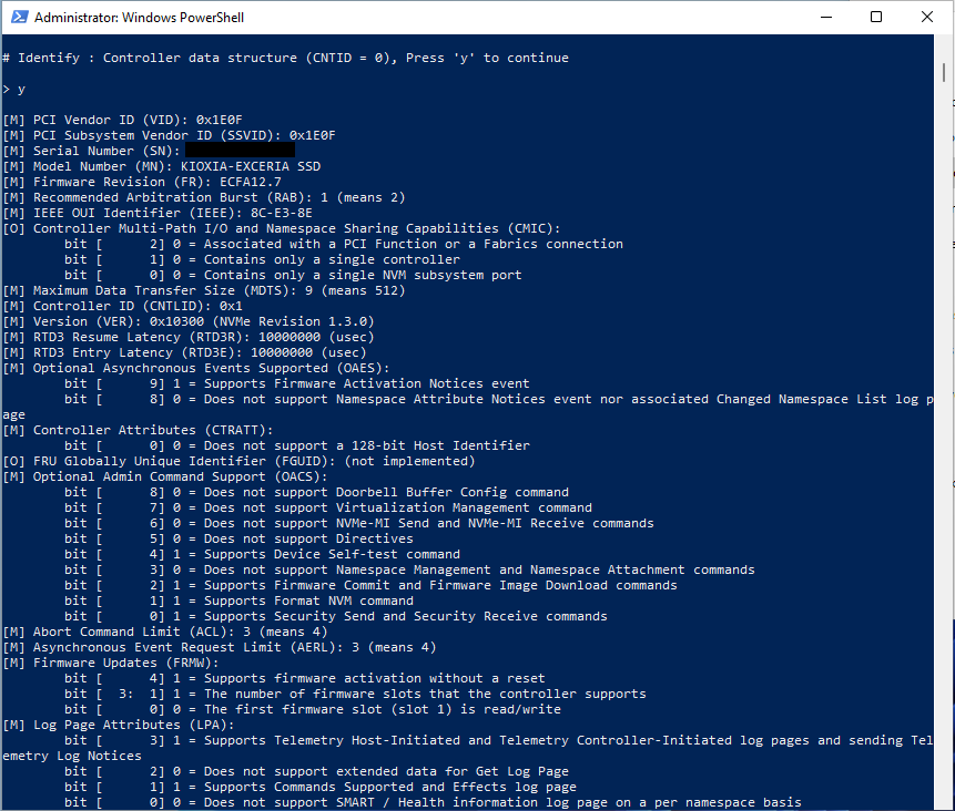 Windows標準デバイスドライバ使用NVMeドライブアクセスツール動作確認(Identifyコマンド) Windows標準デバイスドライバ使用NVMeドライブアクセスツール動作確認(Identifyコマンド)