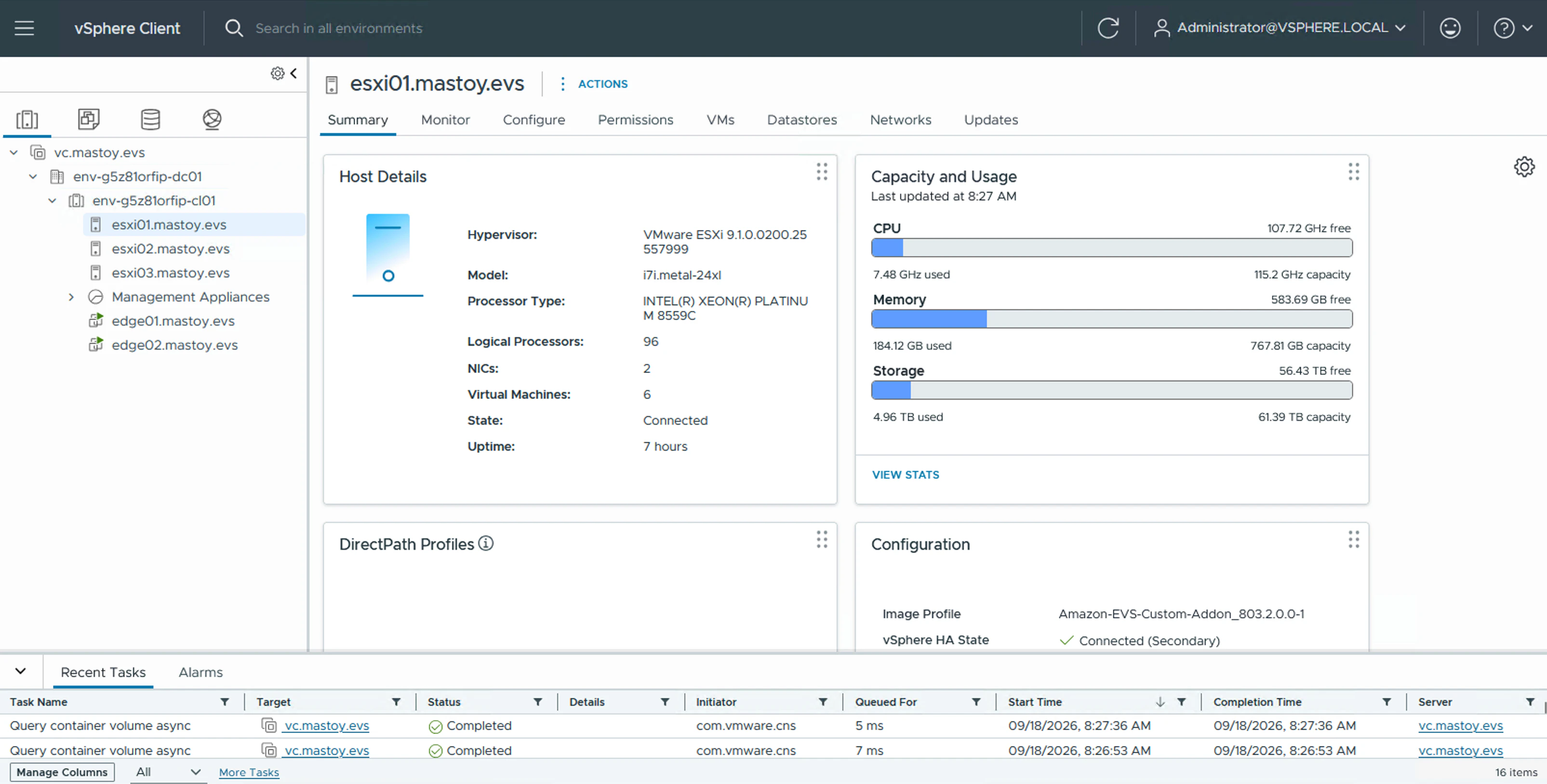 vSphere Client で見た完成環境