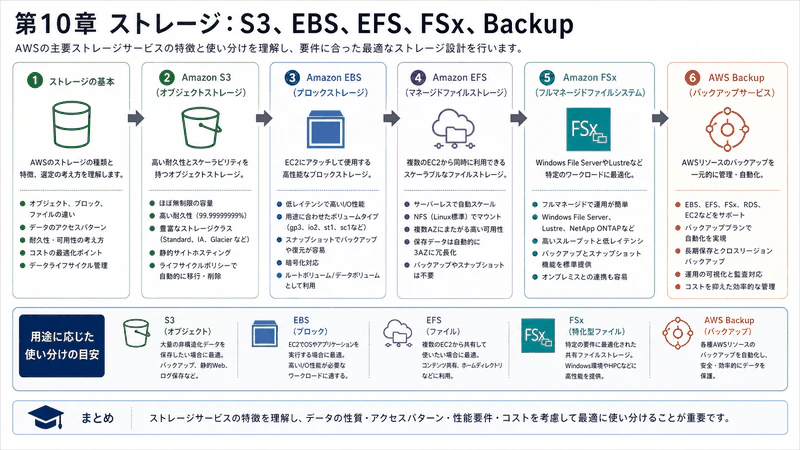 第10章 ストレージ:S3、EBS、EFS、FSx、Backup