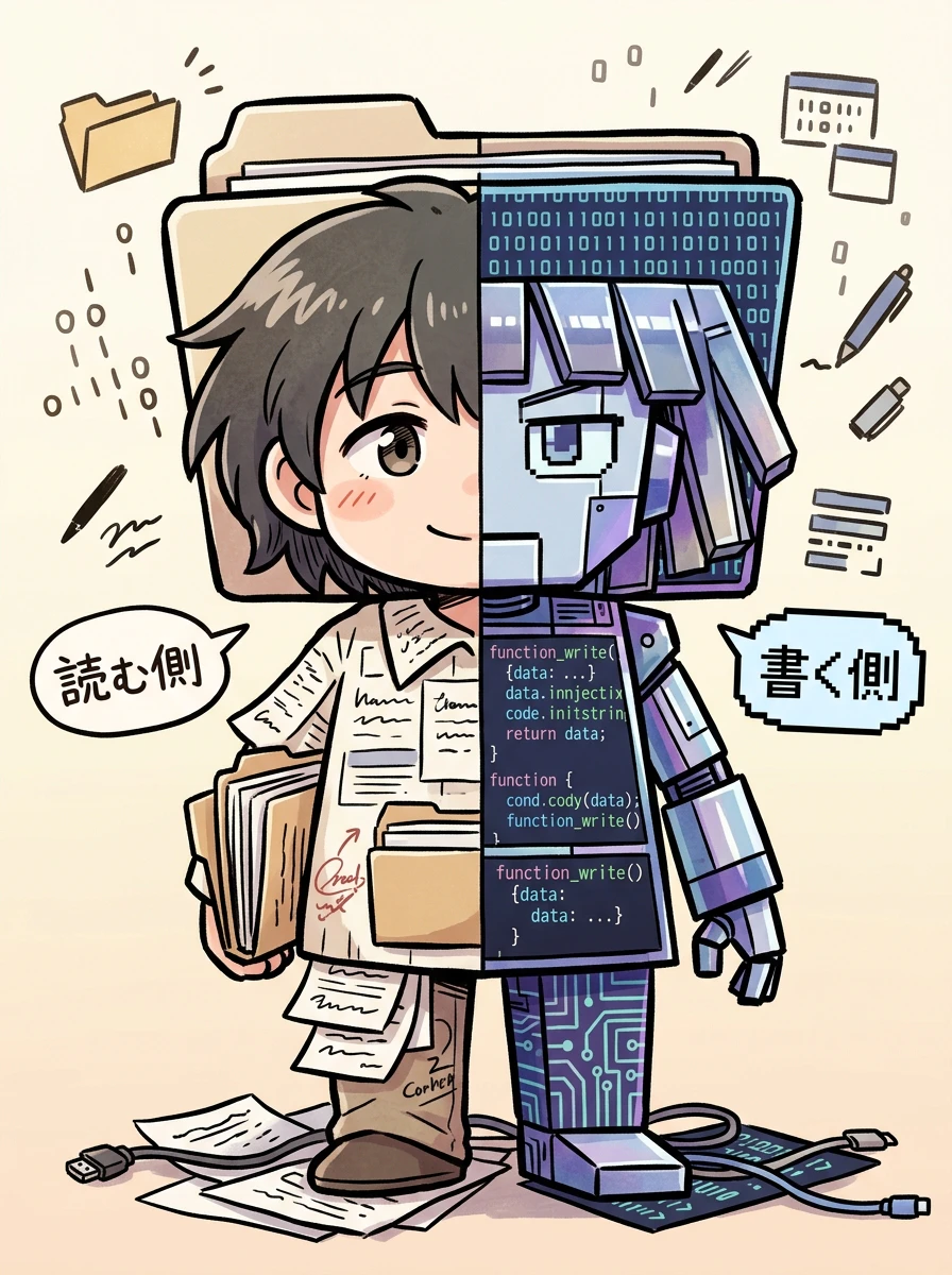 「読む側」と「書く側」で別の顔を持つ双面のファイル形式キャラクター