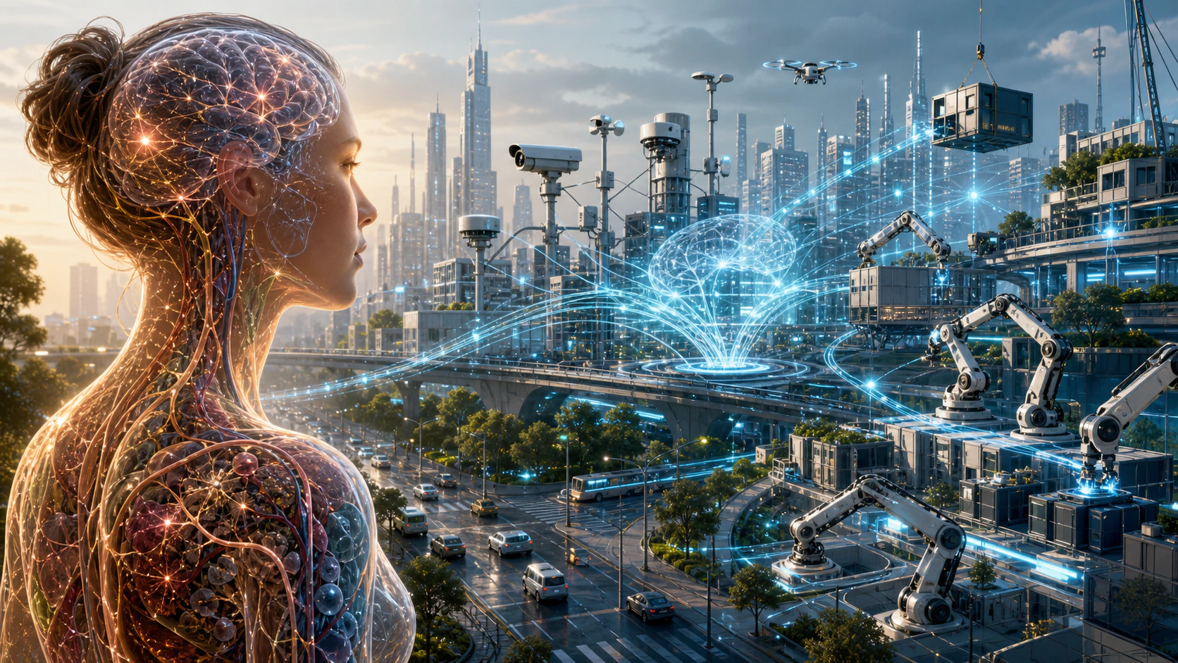 有機的な人間と、AIが都市システムを自律的に形成する未来