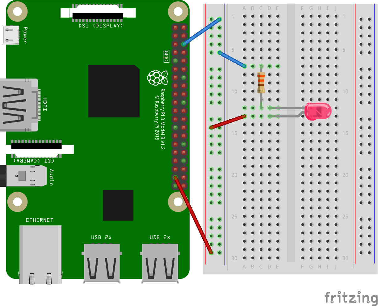 Raspberry Pi 3とLチカの回路図