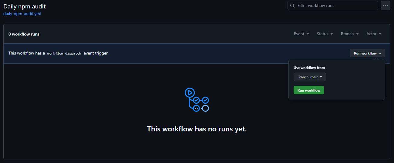 ワークフローの手動実行