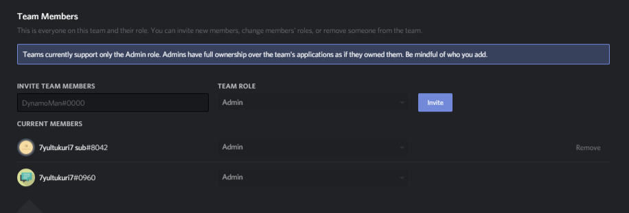 Discord Developer Portal — My Teams - discordapp.com