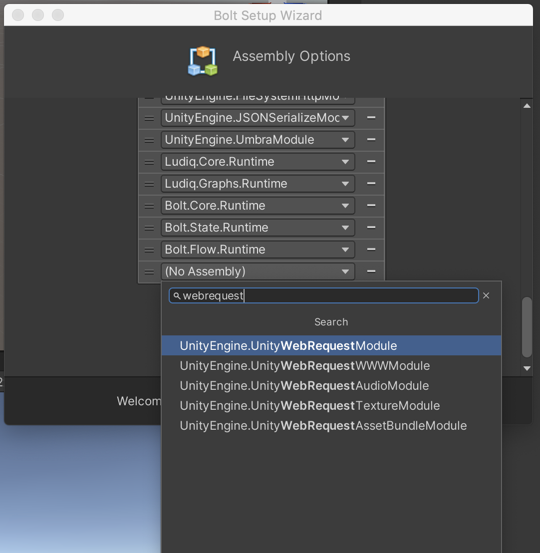 Assembly OptionsにUnityWebRequestを追加