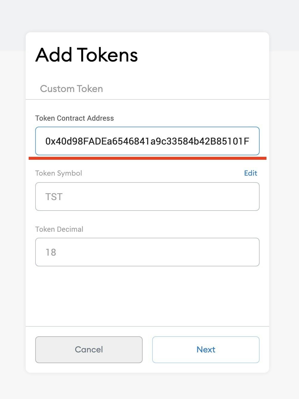 token address
