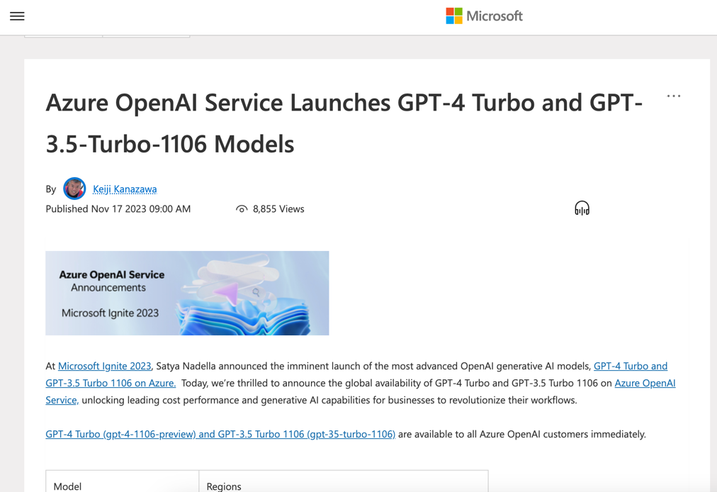 Azure OpenAI Service Launches GPT-4 Turbo and GPT-3.5-Turbo-1106 Models - Microsoft Community Hub