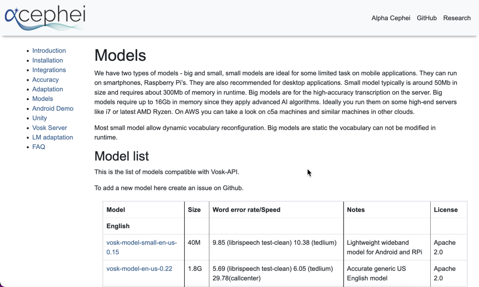 機械学習モデルのページ