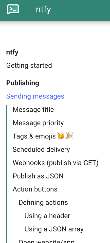 公式ドキュメントのメニュー:「Publishing」