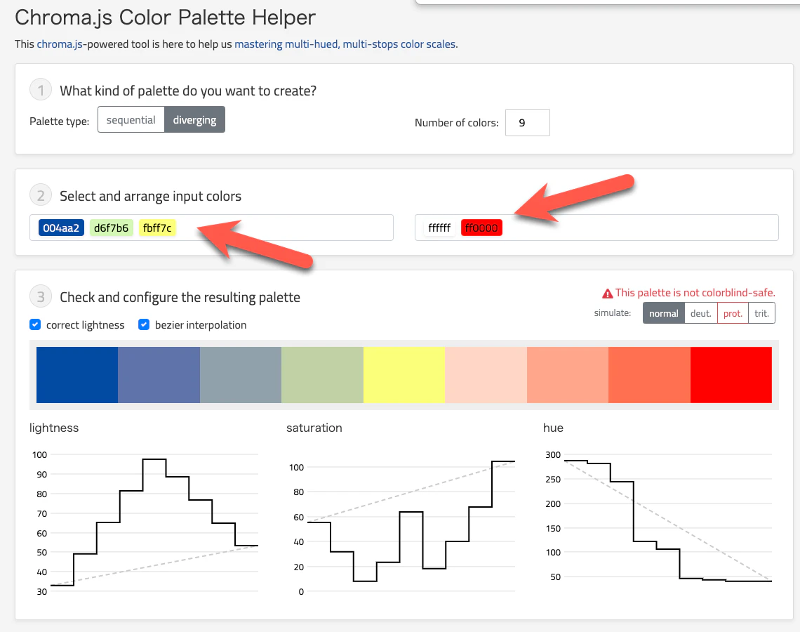 Palette type の変更 + 入力とする色の変更