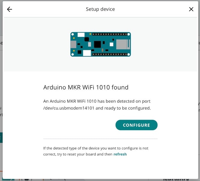 Arduino MKR WiFi 1010 を検出