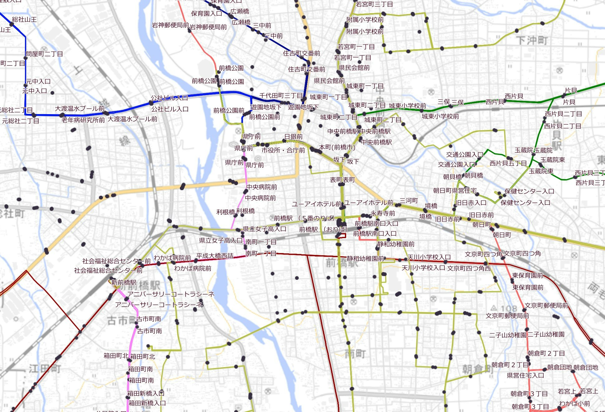 前橋市バス路線図