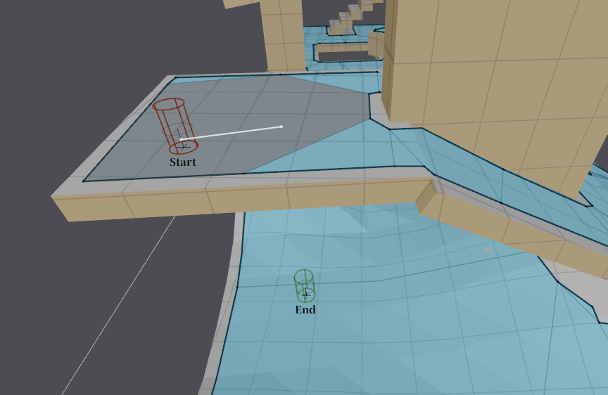 明らかに射線が通っていないにもかかわらず、レイキャスト成功判定になっています。 Raycast2.png