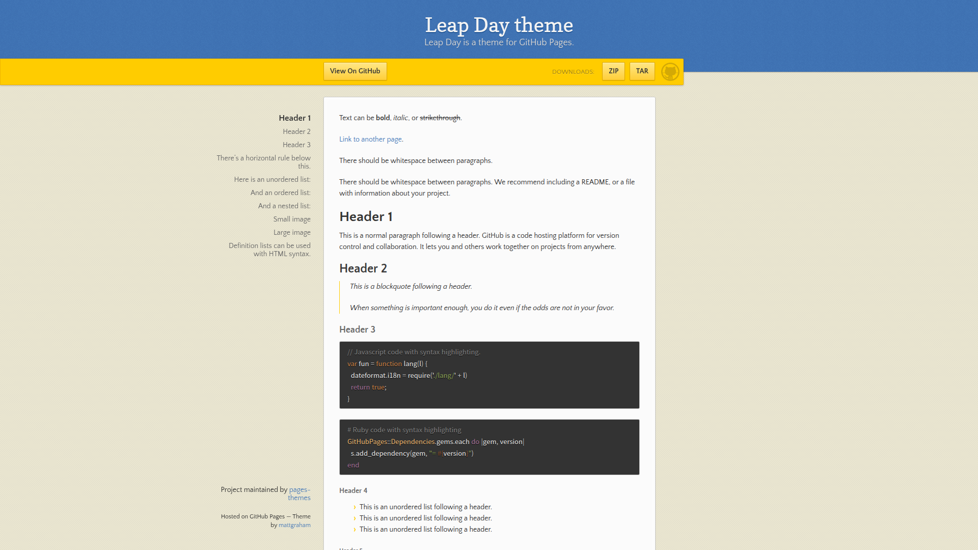 Leap day theme sample page