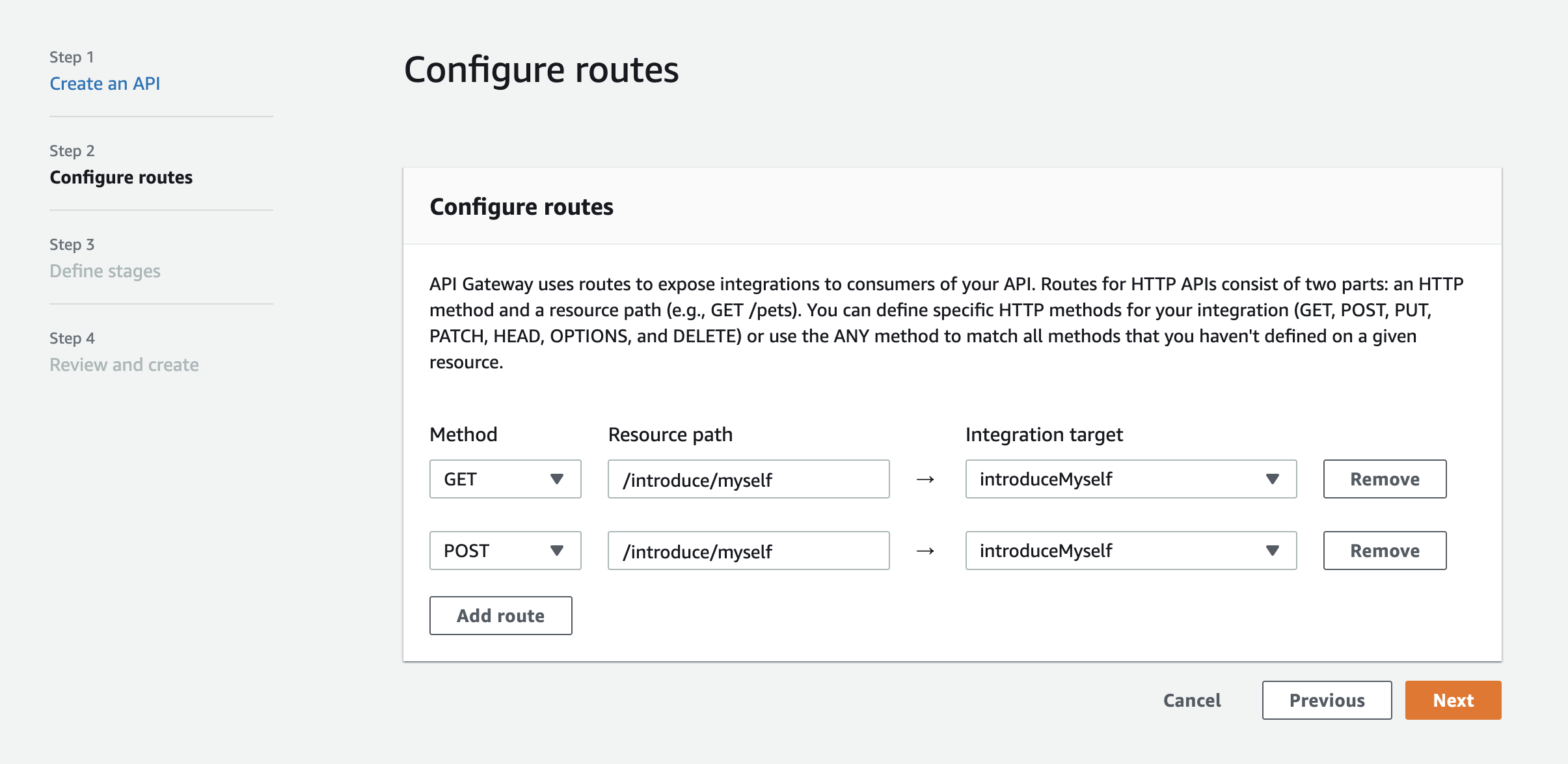 Configure routes