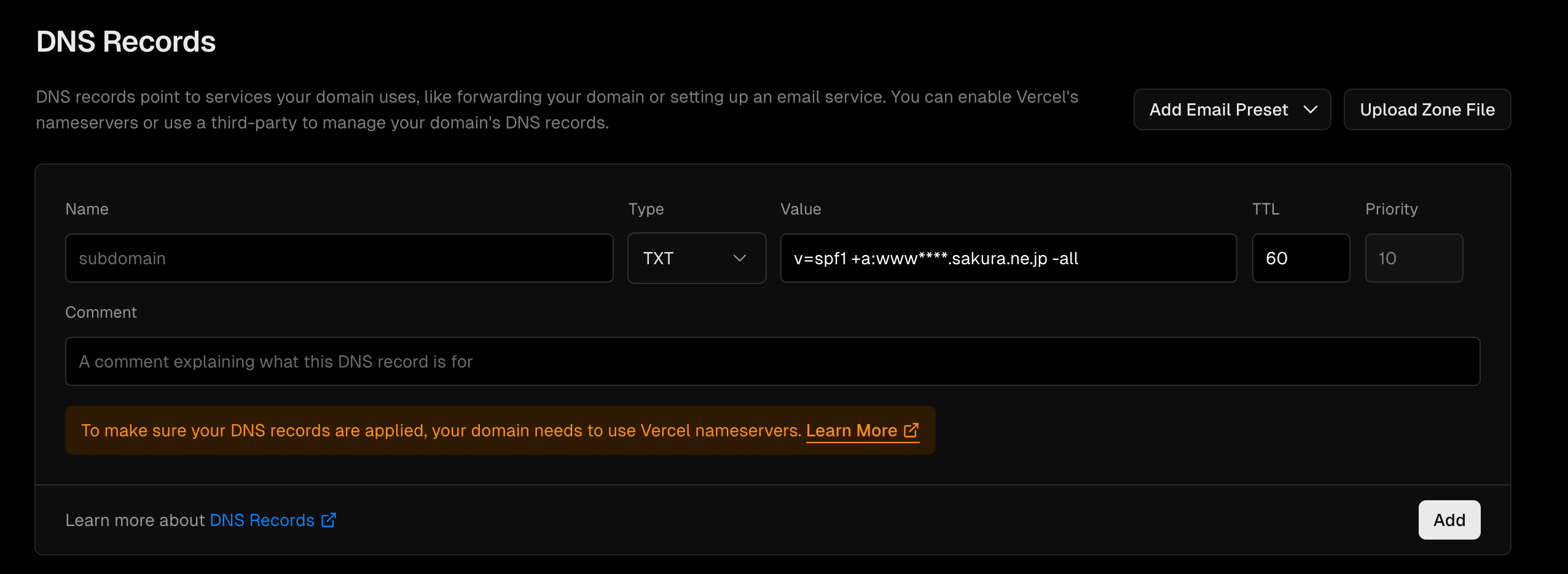 VercelへのDNSレコード登録-3