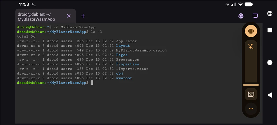 生成された Blazor WebAssembly プロジェクトのファイル一覧