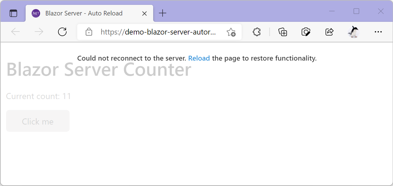 blazor-server-auto-reload - could-not-reconnect.png