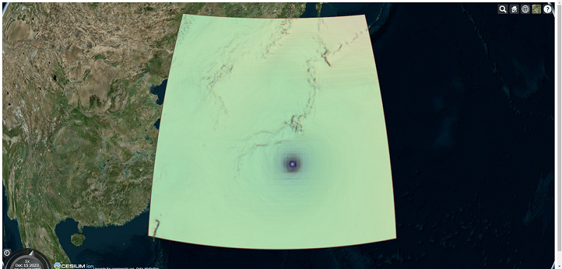 2023年8月の台風7号の気圧データのCS立体図