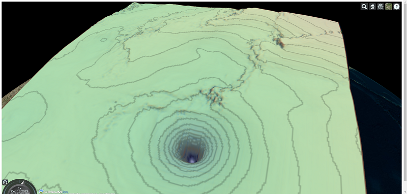 地形タイルで立体的に可視化した気圧 1