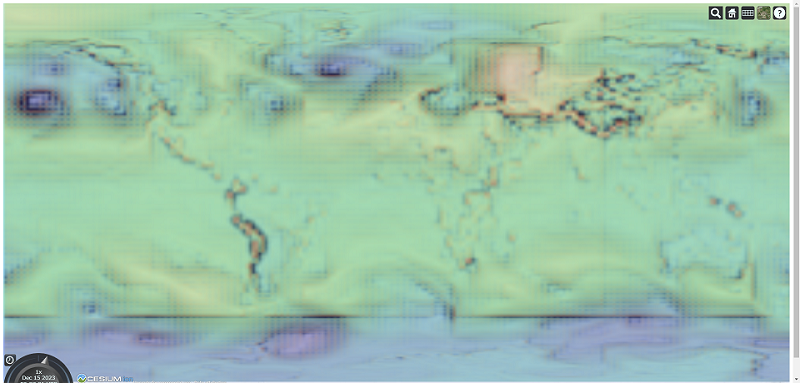 Graphcastの気圧予測データのCS立体図に気圧カラーマップを重ねて表示