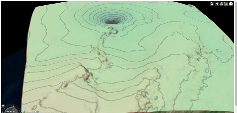 地形タイルで立体的に可視化した気圧 3