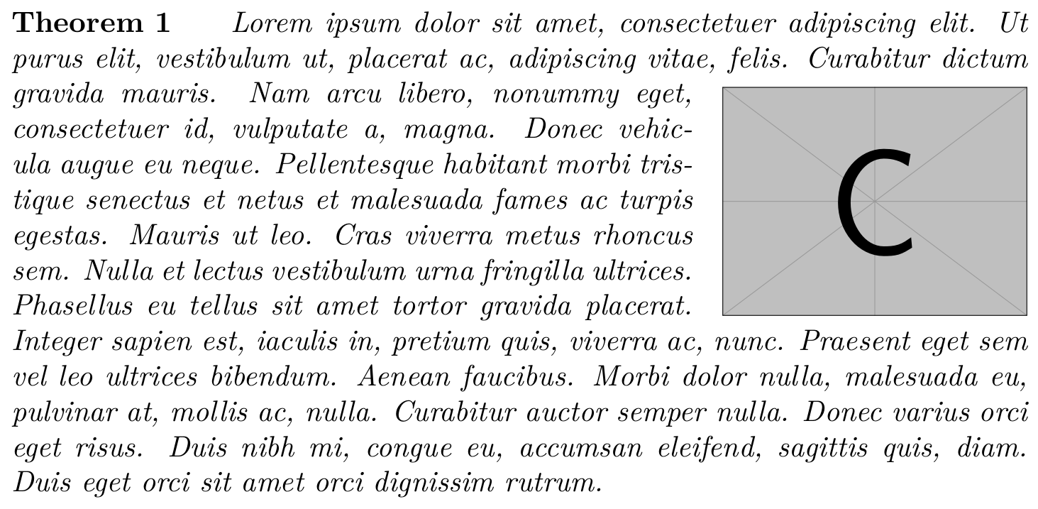 定理環境をコンテンツに回り込ませる例 wrapped in theorem