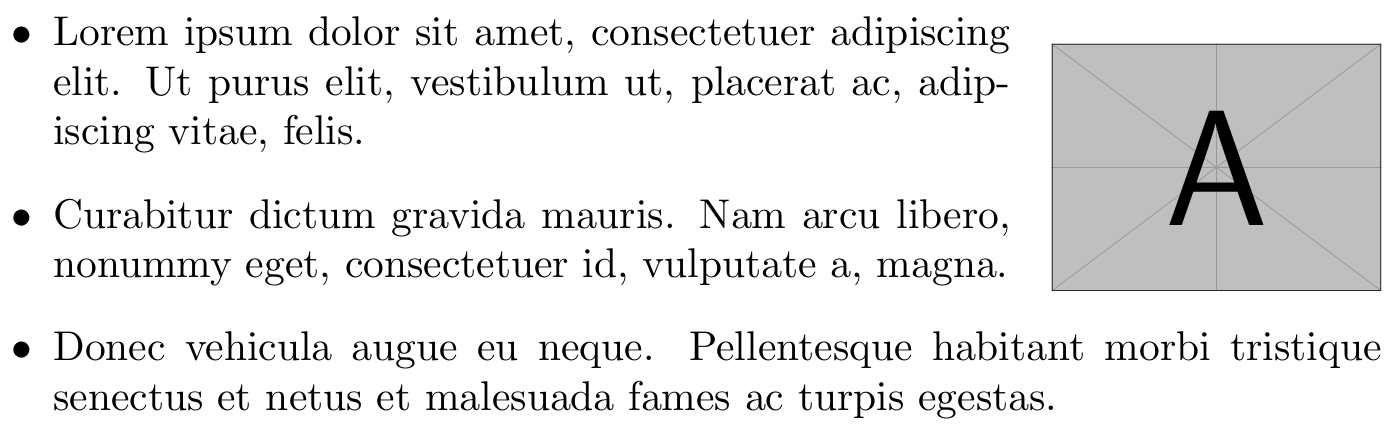 リスト環境をコンテンツに回り込ませる例 wrapped list