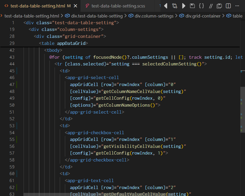 ディレクティブによるグリッド
