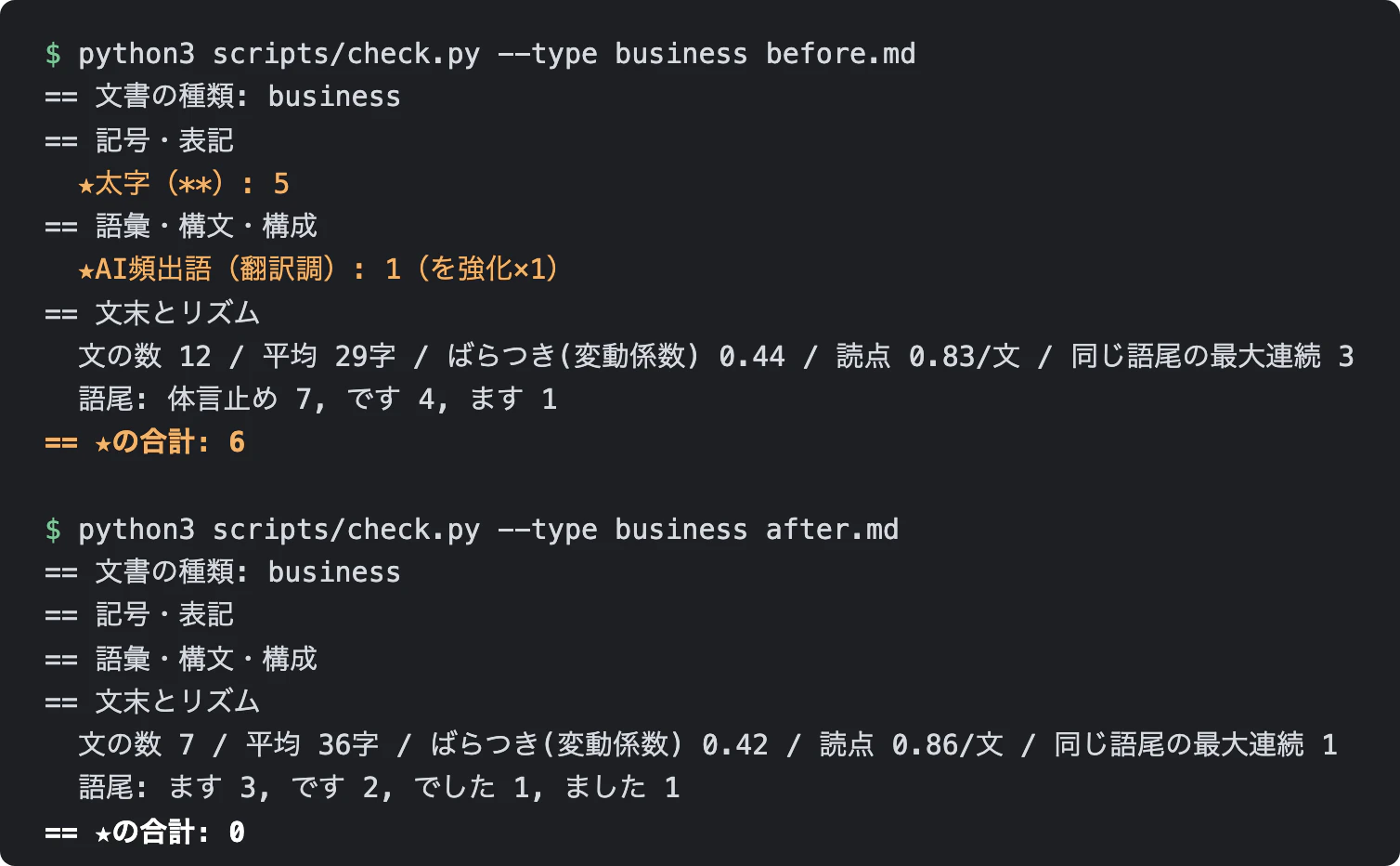 check.py の実行結果