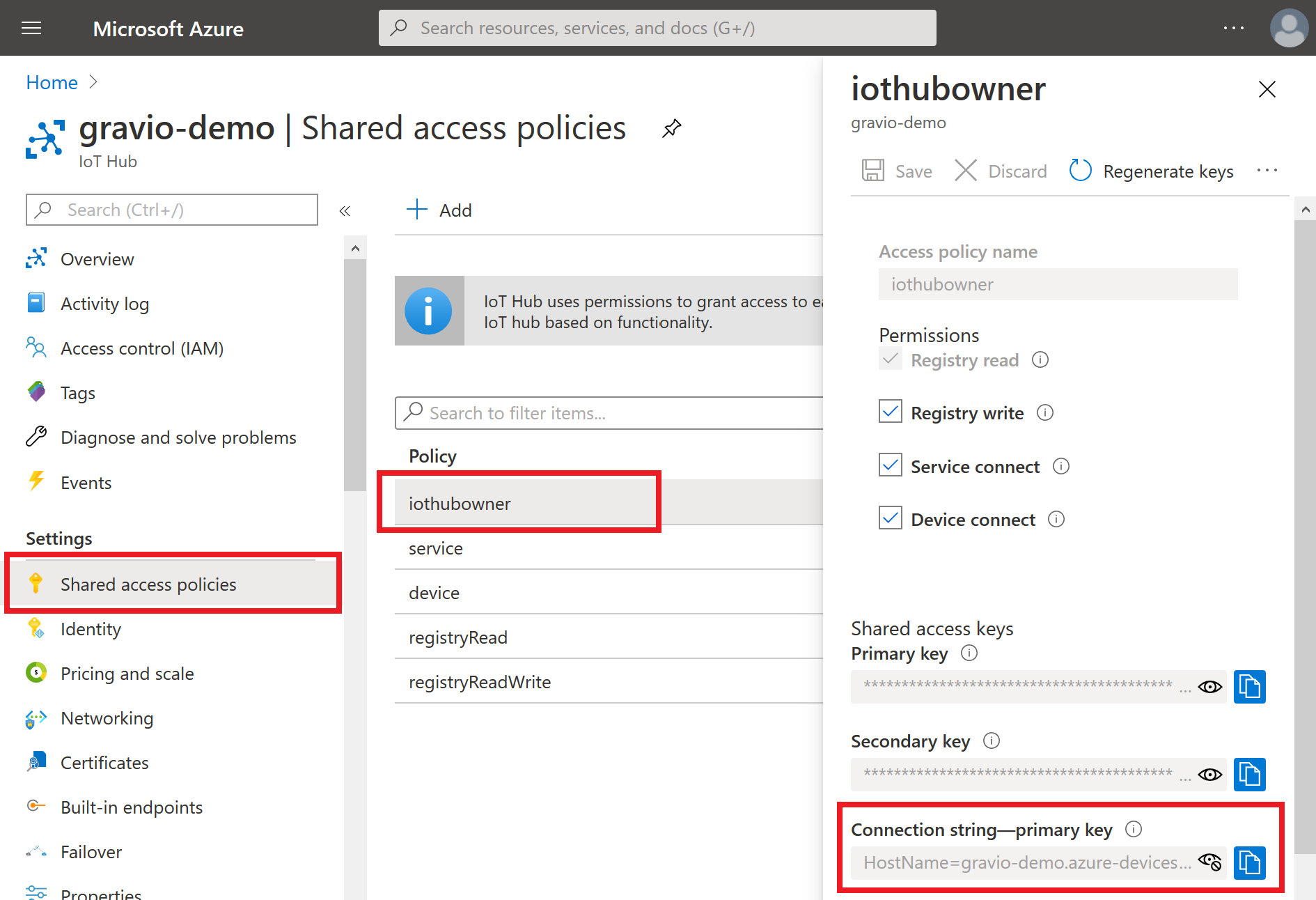 Azure IoT Hub Connection String