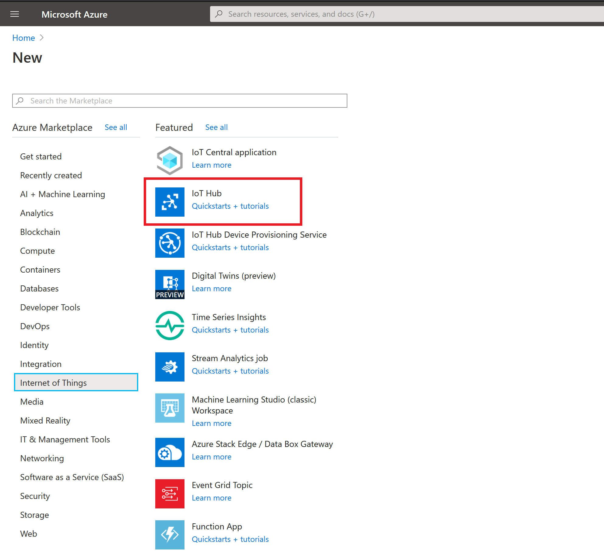 Create an IoT Hub Resource