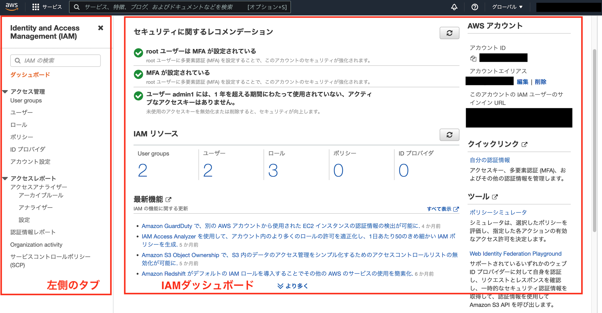 IAMコンソール画面