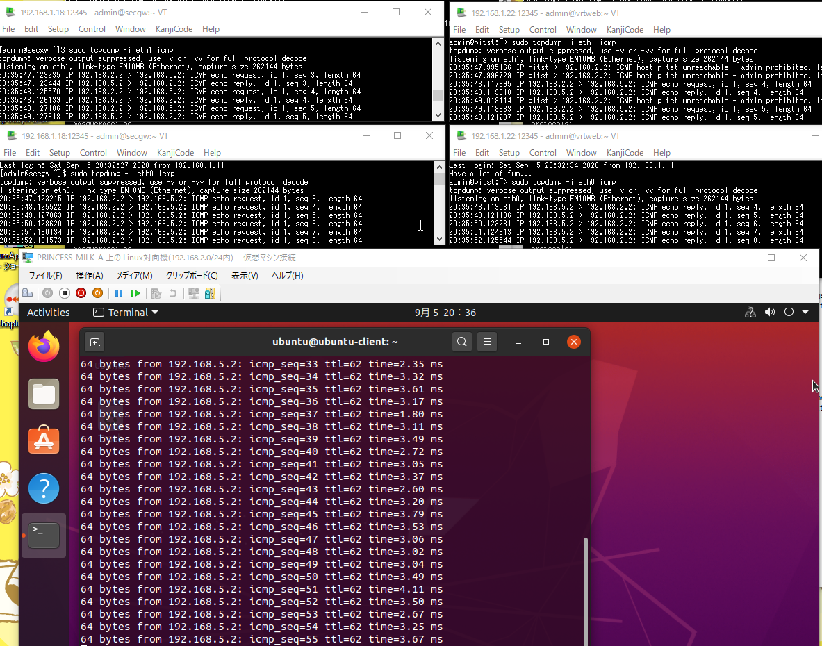 IPアドレスが適切なだけでもPingは通る