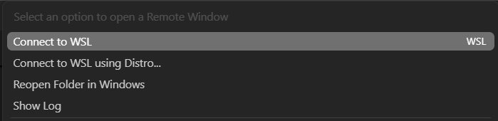 Connect to WSLメニュー
