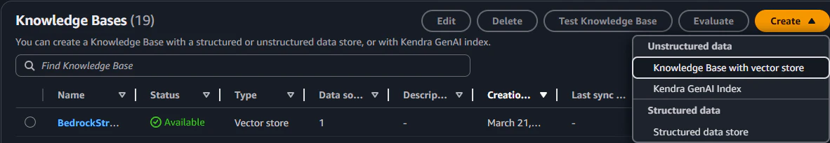 Bedrock Knowledge Base の作成