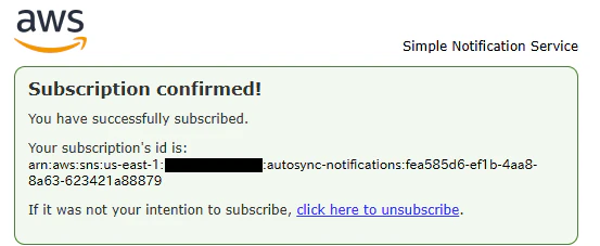 SNS Subscription Confirmation
