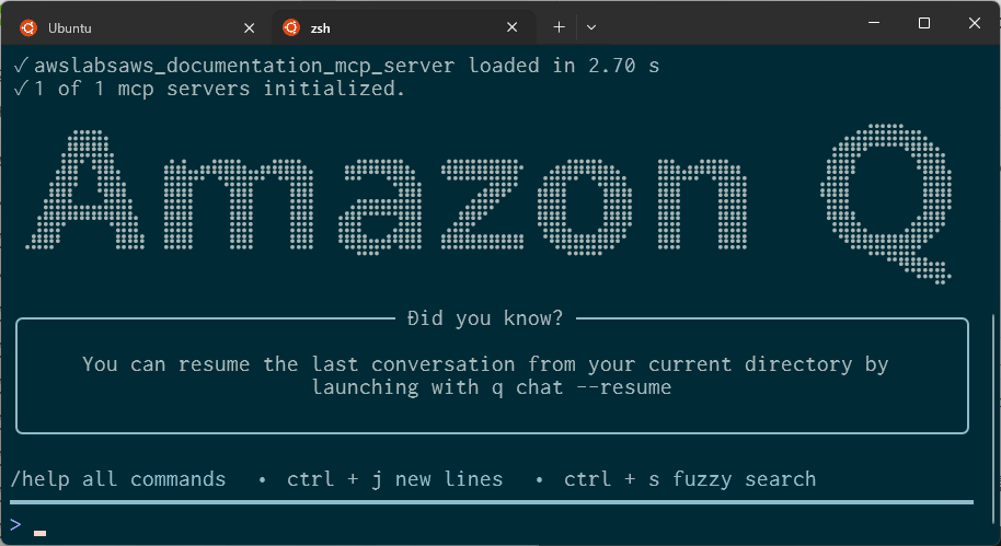 Q CLI起動時のアスキーアート