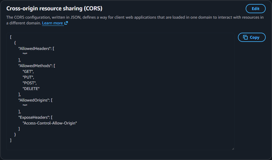 Evaluations: S3 バケットの CORS 設定