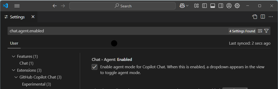 エージェントモードを有効化