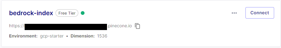 Pinecone インデックスのHOSTアドレス