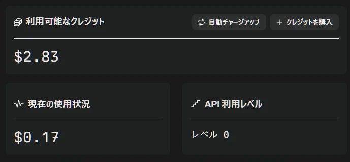 利用可能なクレジット