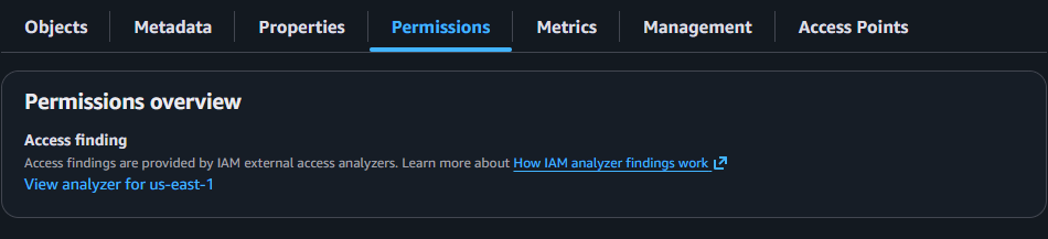 Evaluations: S3 バケットの Permission タブ