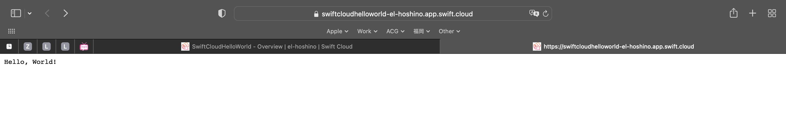 筆者のデプロイ済みの Swift Cloud のプロジェクト